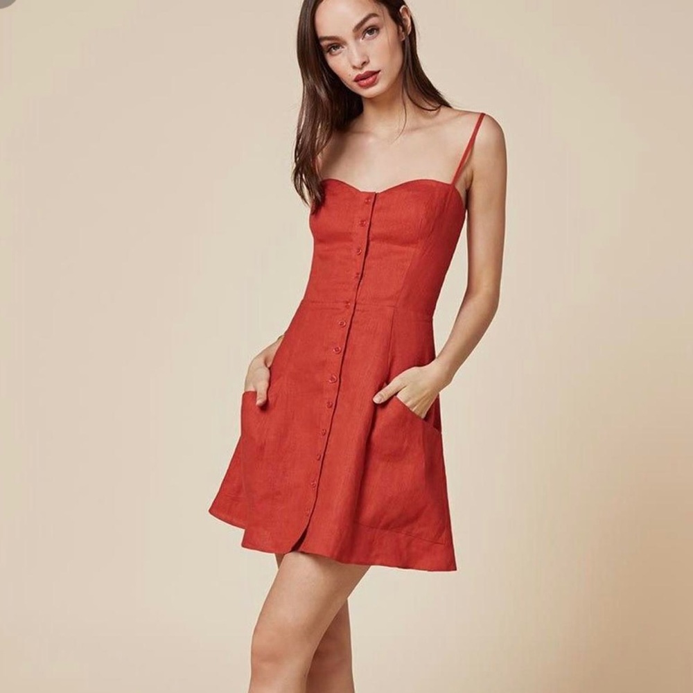 Reformation Amery Linen Dress 0